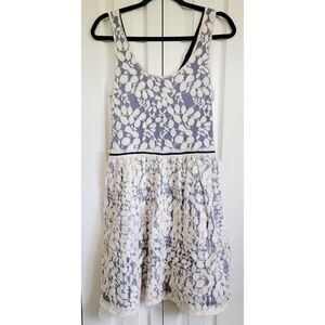 Weston Wear Anthropologie L Cream Lace Overlay Sleeveless Dress Tulle Vinca Minr